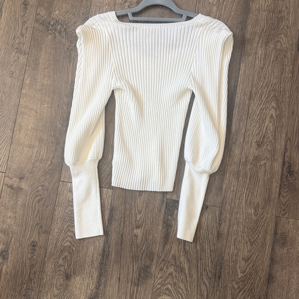 Express Ivory Ribbed Knit Top - Picture 2 of 2
